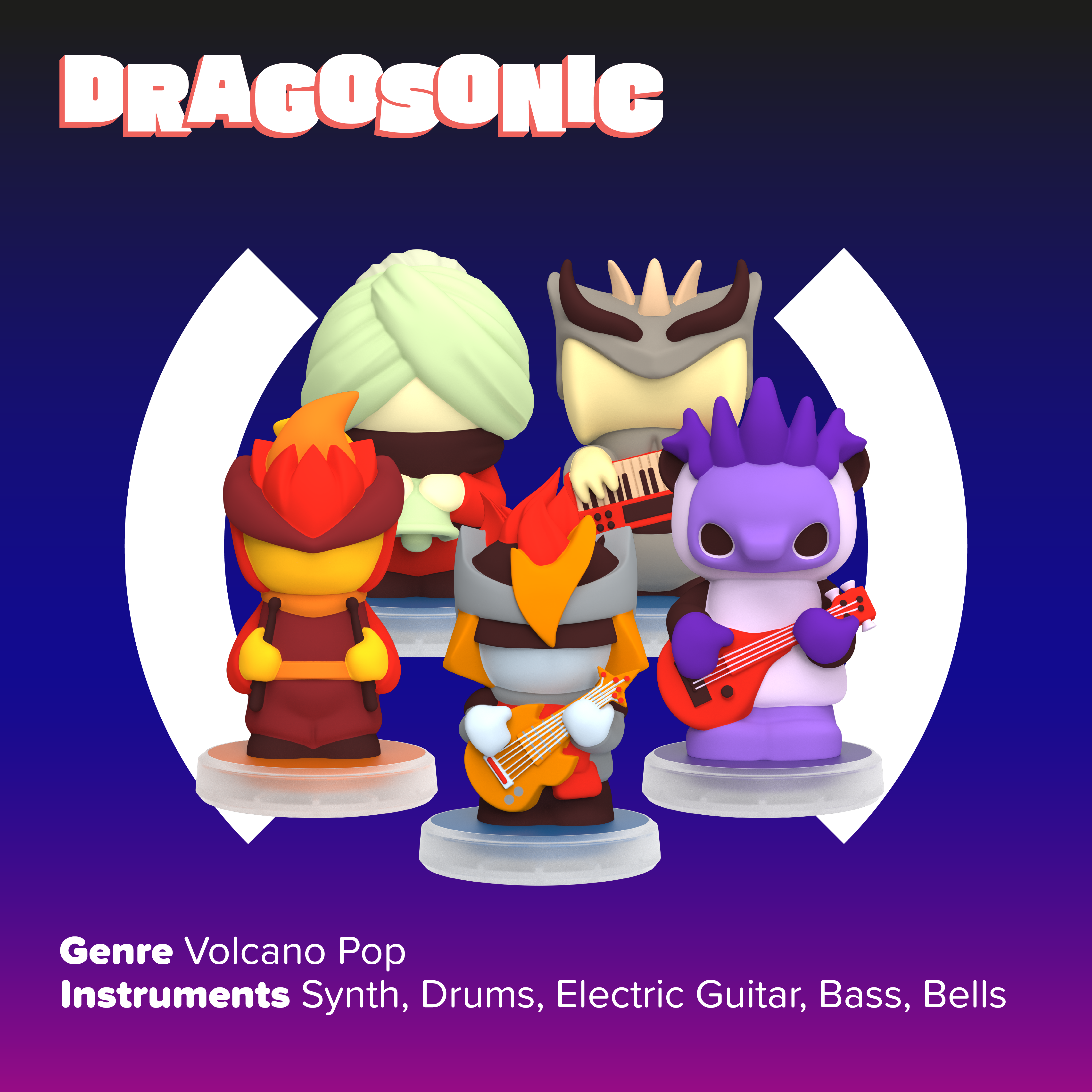 Dragosonic: 5 Figurines Volcano Pop Band – Loops