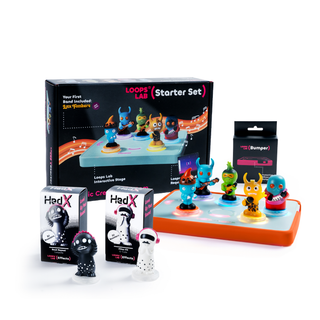 Loops Lab HedX Starter Bundle: Starter Set, Lax Funkers band, both HedX Twins and the Stage Bumper in orange.